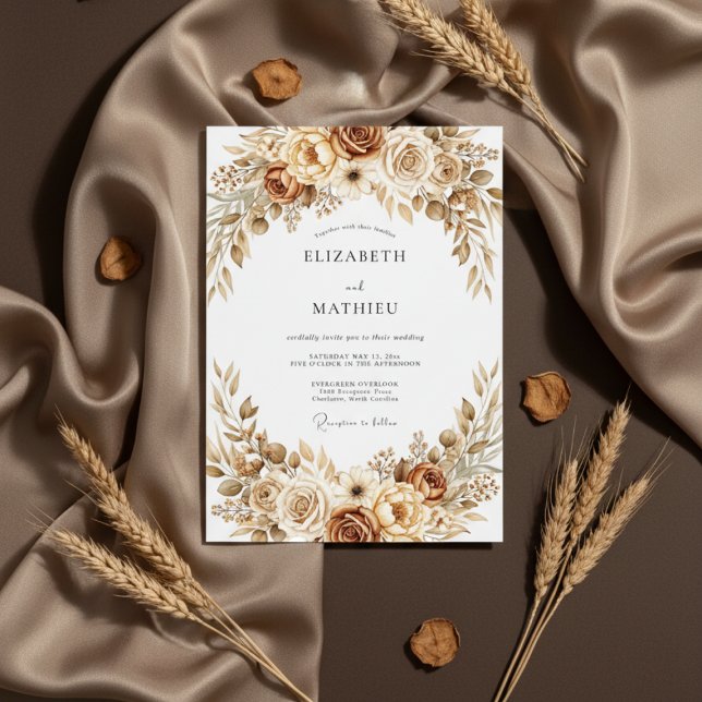 Ochre Earthy Botanical Wedding Inbjudningar (Skapare uppladdad)