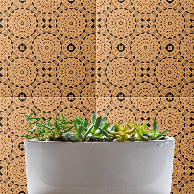 Ochre Ethnic Moroccan Boho Chic Mosaic Mönster Kakelplatta (Skapare uppladdad)