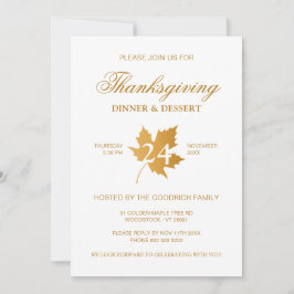 Ochre Fall Autumn Maple Löv Thanksgiving Middag. Inbjudningar