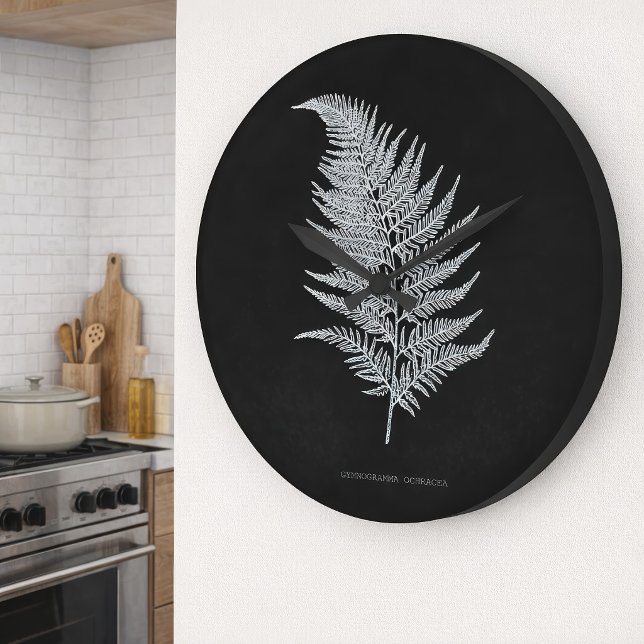 Ochre Fern Frond, Gymnogramma Ochracea Stor Klocka (Ochre Fern Frond, Gymnogramma Ochracea. Large Clock)