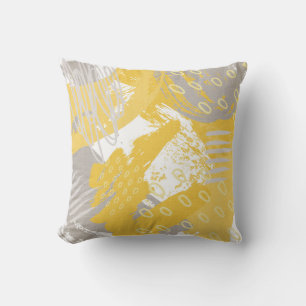 Ochre grått abstrakt print kudde