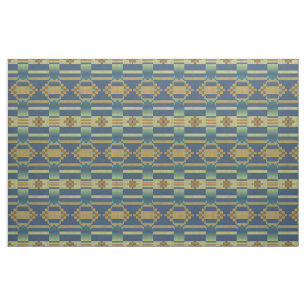 Ochre Gult Orange Teal Blue Grönt Ethnic look Tyg