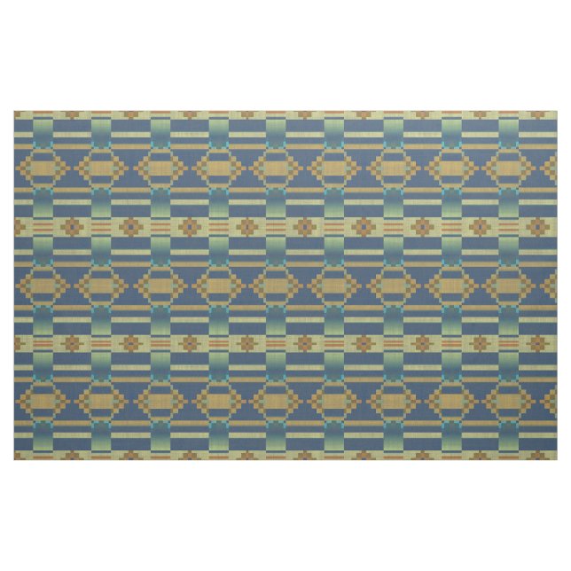 Ochre Gult Orange Teal Blue Grönt Ethnic look Tyg (Fat Quarter)