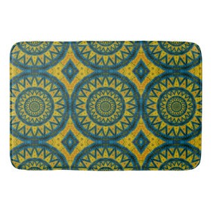 Ochre Gult & Turcos Blue Sol Mönster Tribal Badrumsmatta