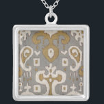 Ochre Ikat I Silverpläterat Halsband<br><div class="desc">Mönster</div>