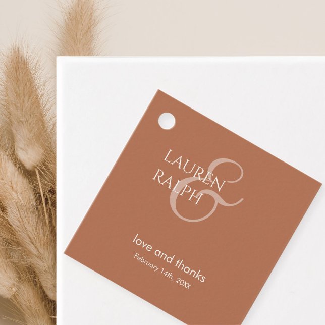 Ochre & Ivory Couple Monogram Tack Gåvor Etiketter (Skapare uppladdad)