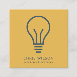 OCHRE NAVY BLUE ELECTIC BULB ELECTRICIAN FYRKANTIGT VISITKORT