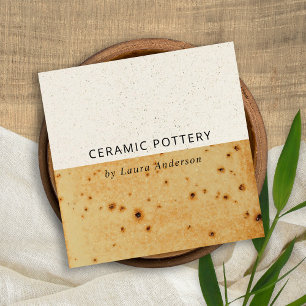 OCHRE RUST CERAMIC POTTERY GLAZZZE SPECKKKURS STRU FYRKANTIGT VISITKORT