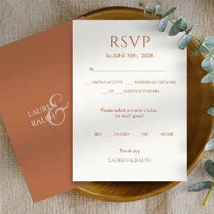 Ochre Terracotta Monogram Bröllop OSA Kort