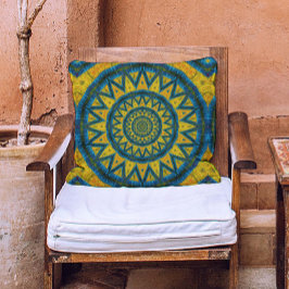 Ochre & Turkos Bohemian Celestial Tribal Ethnic Kudde