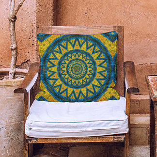 Ochre & Turkos Bohemian Celestial Tribal Ethnic Kudde