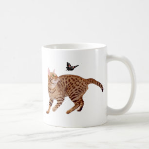 Ocicat katt & fjäril kaffemugg