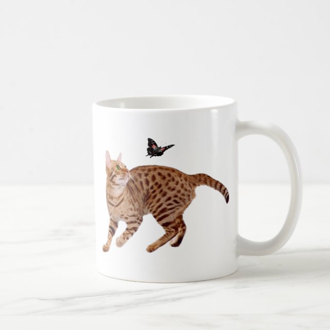 Ocicat katt & fjäril kaffemugg (Höger)