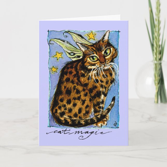 Ocicat-magiska födelsedag hälsning eller antecknin kort (Framsida)