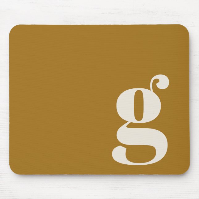 Ocker Guld Minimal Retro Monogram Initial Anpassad Musmatta (Framsidan)