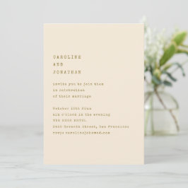 Ocker Kräm Färgsätt Typografisk QR-kod Bröllop Mod Inbjudningar