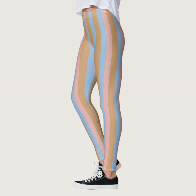 Ocker, rosa och blå ränder  leggings (Vänster)