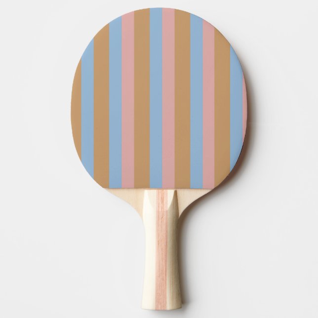 Ocker, rosa och blå ränder  pingisracket (Framsidan)