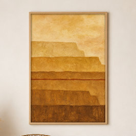 Ocker Terrasser Gouache Boho Konst Affisch