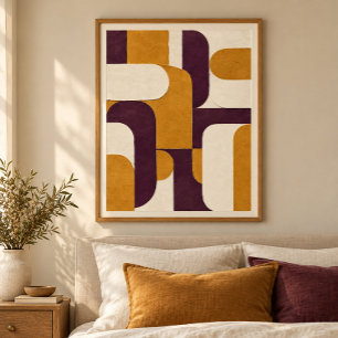 Ockra Domino Väv Konsttryck Poster