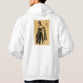 Ockra stämpelkonst Elegant kvinna Fågel skelett Hoodie