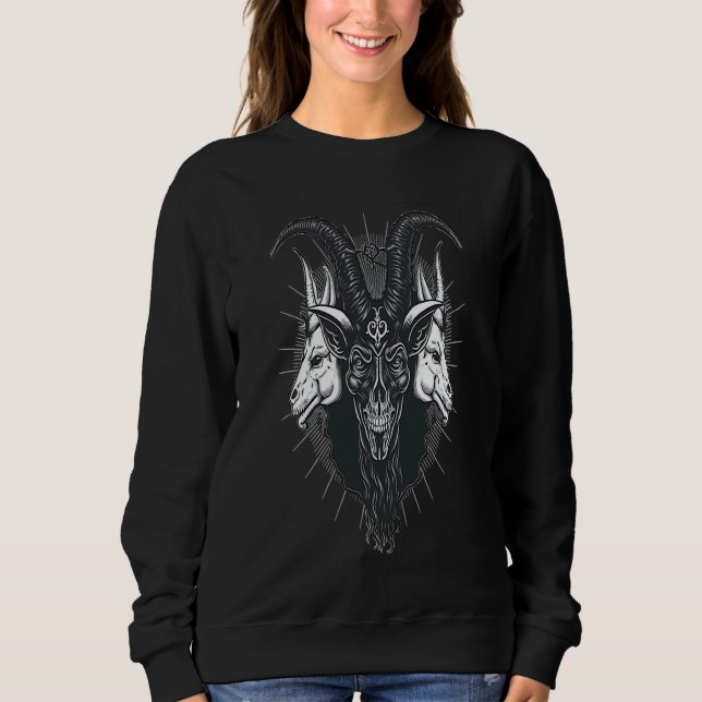 Ockult demon  gotisk satan baphomet t shirt (Framsida)