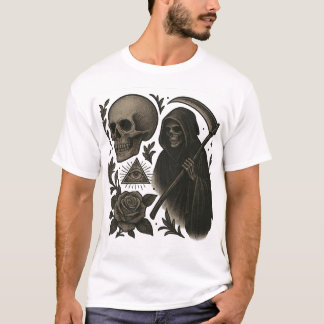 Ockult getskalle med pentagram - gotisk tatuering  t shirt