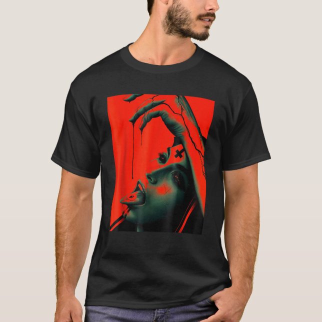 Ockult gotisk mörk satanisk ohärlig häxkonst grung t shirt (Framsida)
