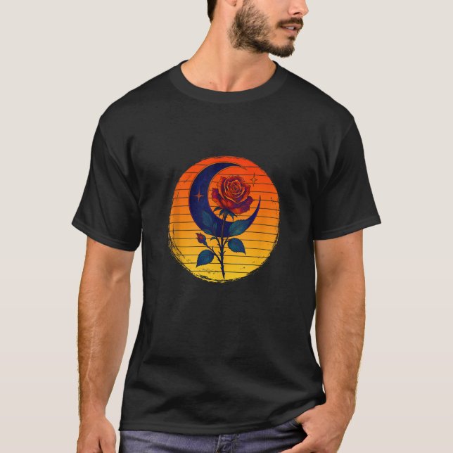 Ockult halvmåne ros gotisk ockultism häxkonst t shirt (Framsida)
