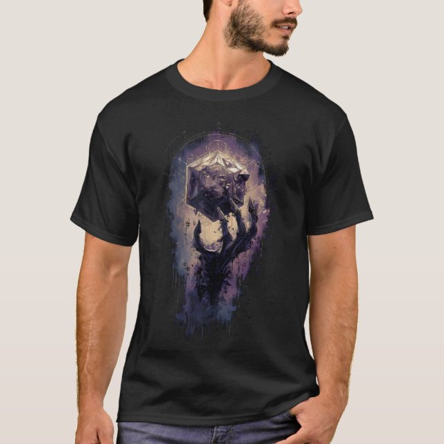 Ockult Magi Skelett Hand Mörk Fantasy T-Shirt (Framsida)