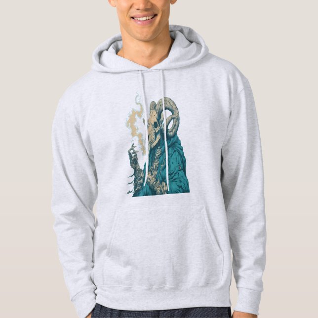 Ockult rökande baggskalle hoodie (Framsida)