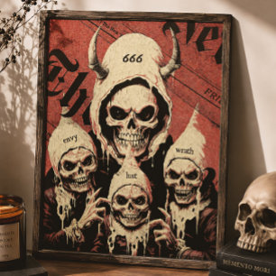 Ockult skräck Sju dödssynder Skelett Djävul Poster