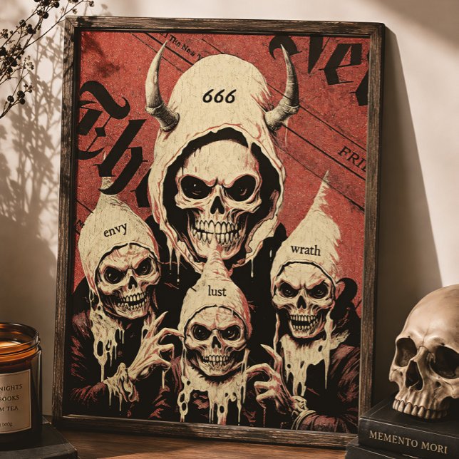 Ockult skräck Sju dödssynder Skelett Djävul Poster (Skapare uppladdad)