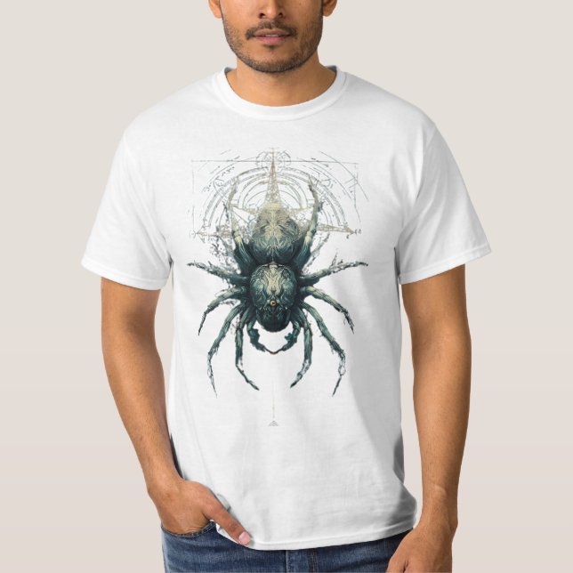 Ockult Spindel Mystisk Geometri Mörk Konst T-Shirt (Framsida)