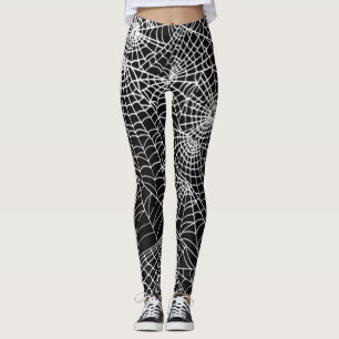 Ockult stil för kallt spöklikt spindelnätmönst leggings