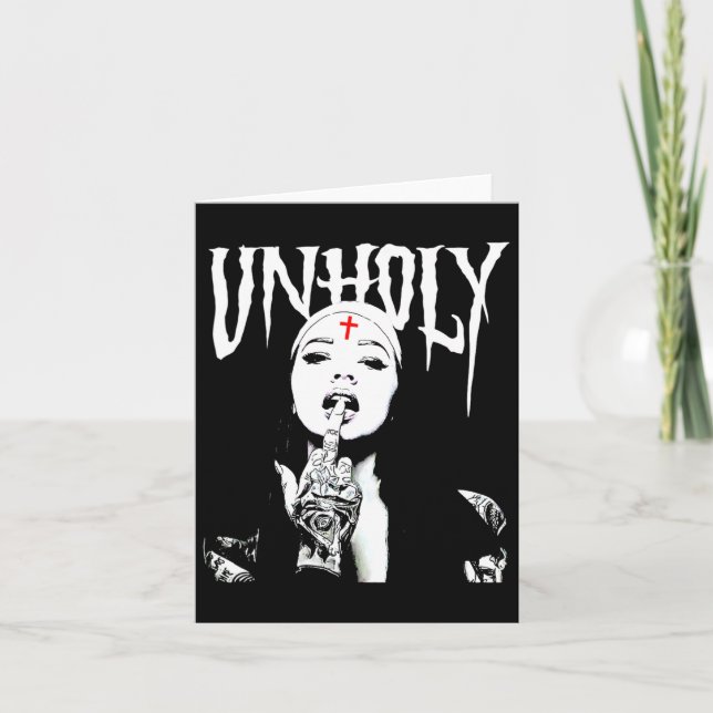 Ockulta gotiska mörka sataniska nunna tatueringar  kort (Framsida)