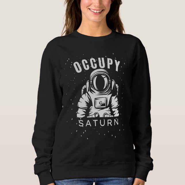 Ockupera Saturnus Astronaut Planet Saturnus Solsys T Shirt (Framsida)