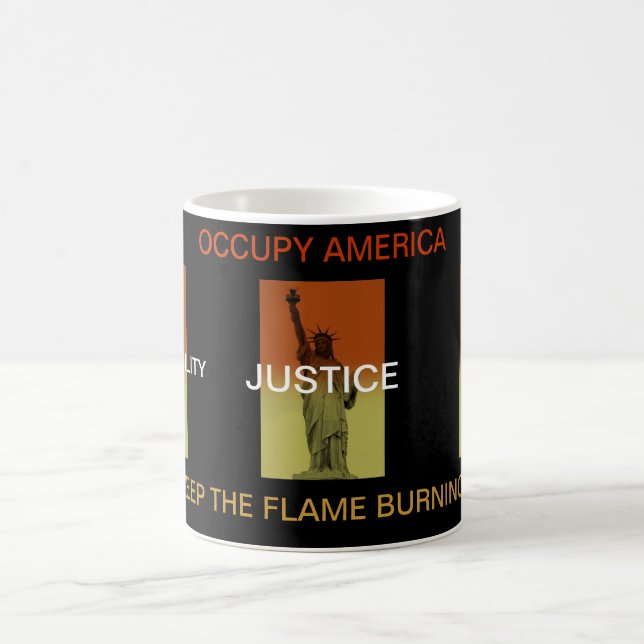 OCKUPY AMERICA BEHÅLLA FLAMBRÄNNINGEN! KAFFEMUGG (Center)