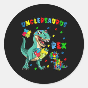 Oclesaurus Autism Awareness farbror Dinosaur Puzzl Runt Klistermärke