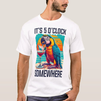 OClock nånstans Drinking Parrot Cocktail-sommaren T Shirt