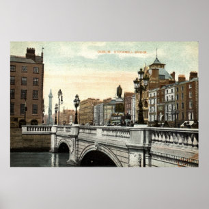 O'Connell Bridge, Dublin, Irland 1915 Vintage Poster