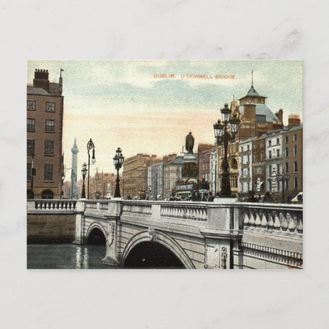 O'Connell Bridge, Dublin, Irland 1915 Vintage Vykort (Framsida)