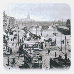 O'Connell Bridge och Floden Liffey, Dublin Fyrkantigt Klistermärke