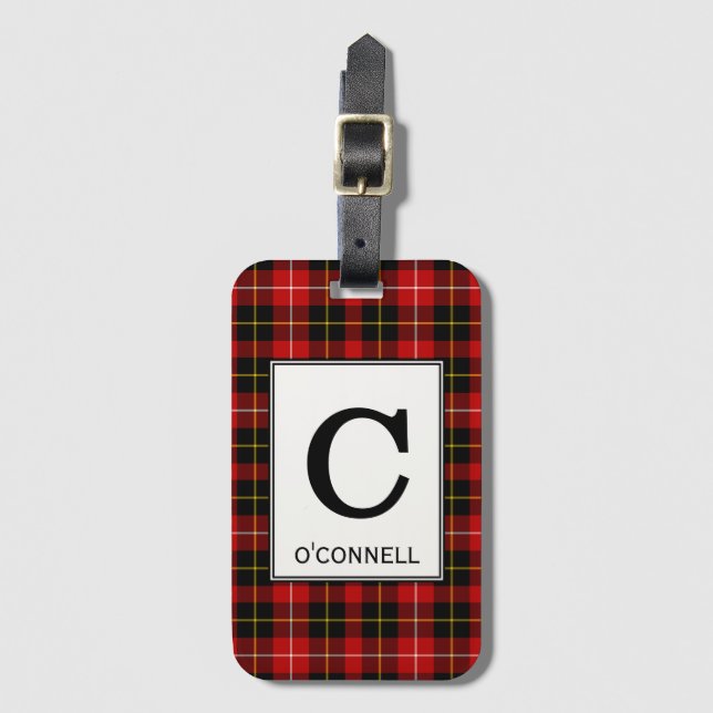O'Connell Tartan Red and Black Play Mönster Bagagebricka (Framsida vertikal)