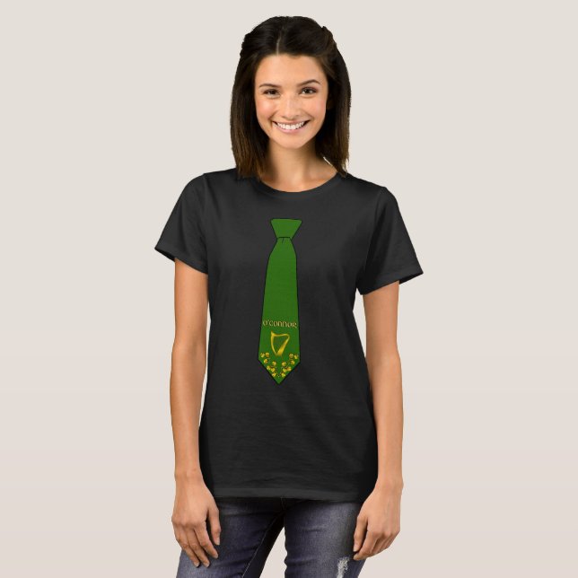 O'Connor Irish Necktie T-Shirt with Harp Women's (Hel framsida)