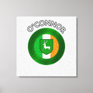 O'Connor Vapensköld & Celtic Knot on Shamrock Canv Canvastryck