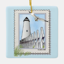 Ocracoke fyr fyrkantig ornament