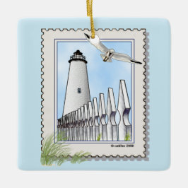 Ocracoke fyr fyrkantig prydnad julgransprydnad keramik