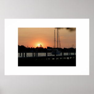 Ocracoke hamnsolnedgång poster