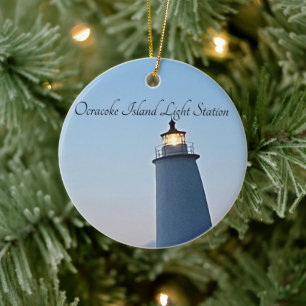 Ocracoke Island Light Station Julgransprydnad Keramik